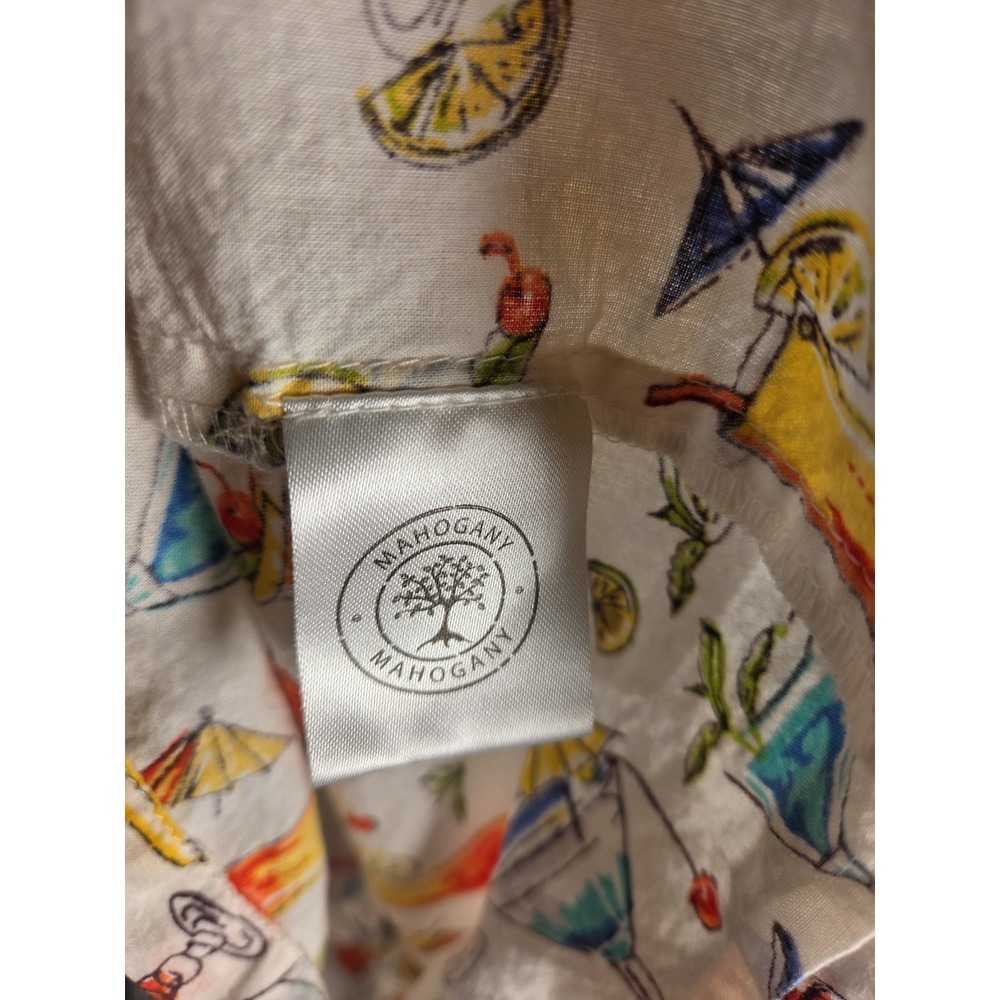 Crafted By MAHOGANY Tiki Resort Vacation Pajama Set Size L Top & Shorts - Picture 6 of 7